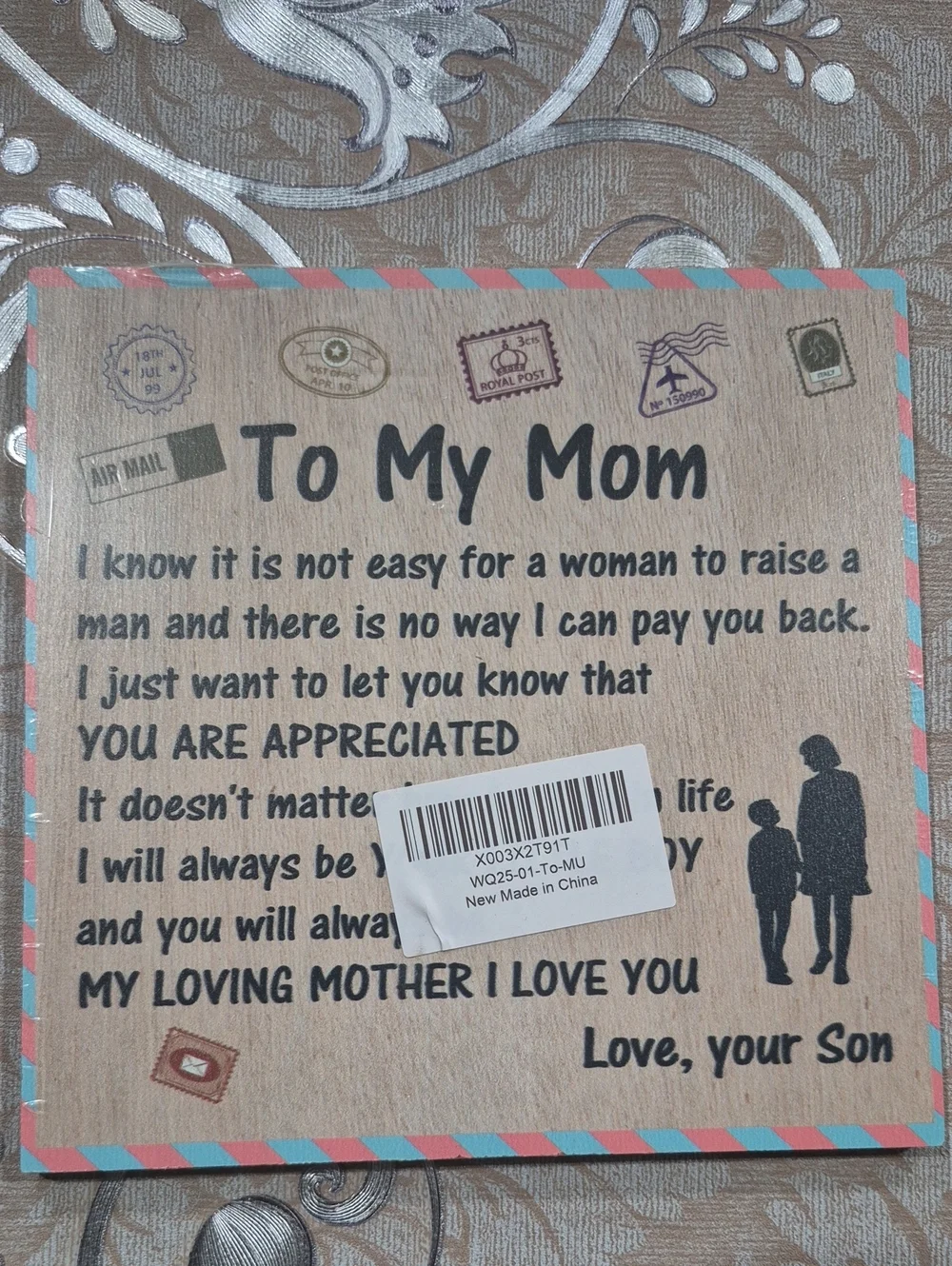 To My Mom Wall Plaque - Brown Rustic Appreciation Sign